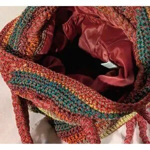 The Sak Boho Chic Crochet Drawstring Backpack Peace Sign The Sak | Bags | The Sak Crochet Bag Dylan Rainbow Peace  main image 3